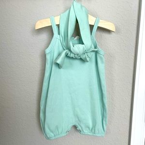 KateQuinn ribbed spaghetti strap romper with bow 18/24m